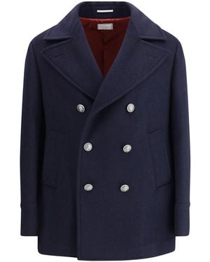 Brunello Cucinelli Double Wool Flannel Caban - Blue