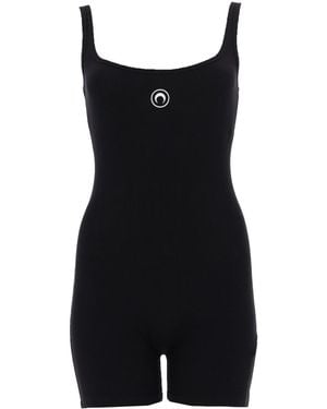 Marine Serre Jumpsuit Short Cotton Jumpsuits - Black