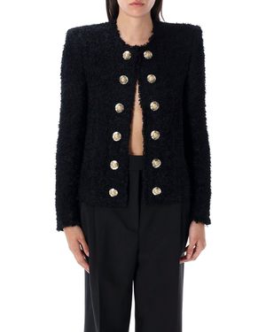 Balmain Edge-To-Edge Silky Tweed Jacket Polyamide - Blue