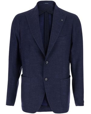 Tagliatore Jacket Single-Breasted Wool Blazers - Blue