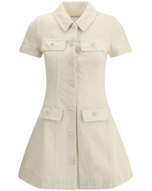 Self-Portrait Denim Short Dress - White