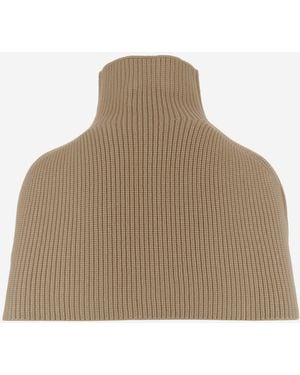 Sa Su Phi Cashmere High Neck Cape Shawl Capes - Natural