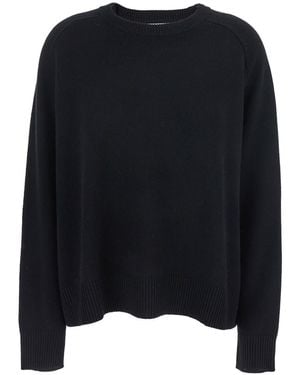 Goat Boyfriend Crewneck Jumper With Dropped Shoulders - Black