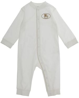 Burberry Baby Onesie Cotton Jumpsuits - White