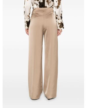 Pennyblack High-Waisted, Sand-Colored Satin Pants With A Straight Leg - Natural