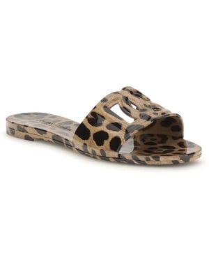 Dolce & Gabbana Dolce & Gabbana Leopard-Print Rubber Slide Sandal - Metallic