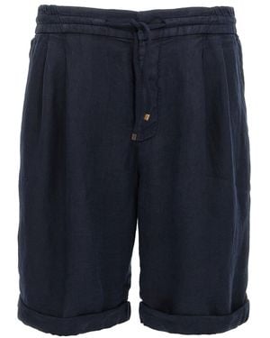 Brunello Cucinelli Linen Bermuda Shorts - Blue
