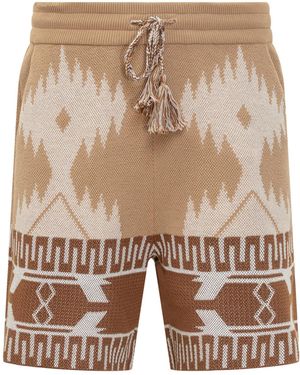 Alanui Bermuda Shorts With Icon Piquet Pattern - Natural