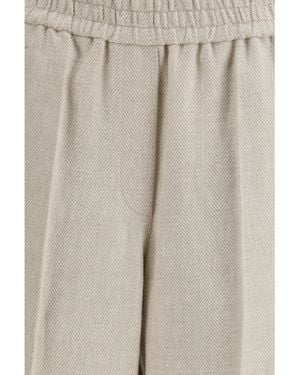 Brunello Cucinelli Elasticated-Waist Pants Linen Pants - Natural