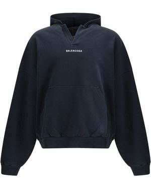 Balenciaga Back Medium Fit Hoodie - Blue
