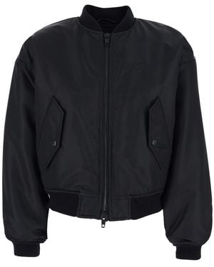 Balenciaga Bomber Jacket High Collar Polyamide Coat - Black