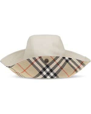 Burberry Check Bucket Hat Cotton E Hairbands - White