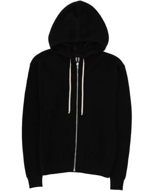 Rick Owens Hooded Zipper Shirt New Wool Sweatshirts - Black