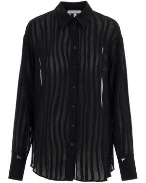 Patrizia Pepe Striped Devoré Blouse - Blue