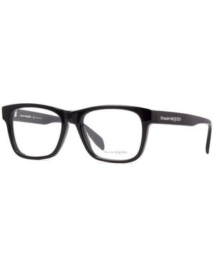 McQueen Eyeglasses Square Full Rim, Shiny Frame And Clear Demo Lens Am0307O001 - Black