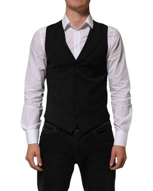 Dolce & Gabbana Polyester Dress Formal Waistcoat Vest 02+Pl+Wo - Black