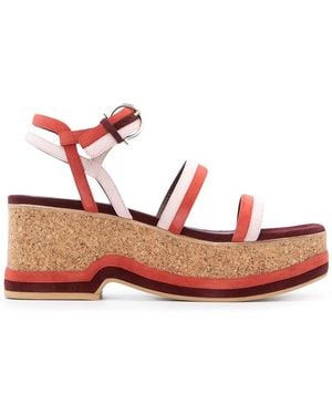 Ferragamo 75Mm Mysen Wedge Sandals - Red