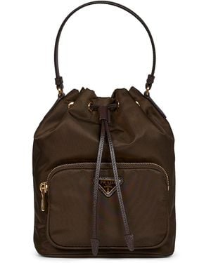 Prada Burnt Prada Duet Bucket Bag - Brown