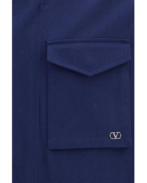 Valentino Vlogo Signature Caban Jacket Cotton - Blue