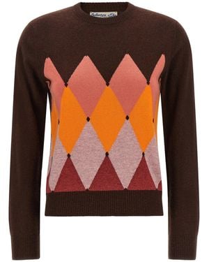 Ballantyne Diamond Intarsia Cashmere Jumper - Orange