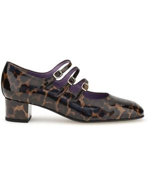 CAREL PARIS Kina Mary Jane Court Shoes Leopardate - White
