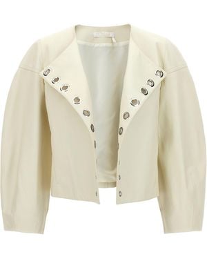 Chloé Studded Leather Jacket Casual Jackets, Parka - White