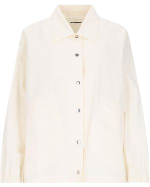 Jil Sander Logo Single-Breasted Jacket - White