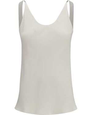 Brunello Cucinelli Silk Crêpe Sablé Top - White