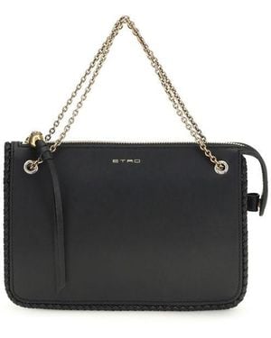 Etro Calf Leather Bos Taurus Clutch Bag - Black