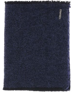 Faliero Sarti Wool-Blend Scarf Resky Herringbone - Blue