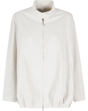 LA PISCINE Bomber Cotone Viscosa Lino Giubbotto - White