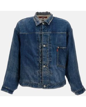 Junya Watanabe Denim Printed Jacket - Blue