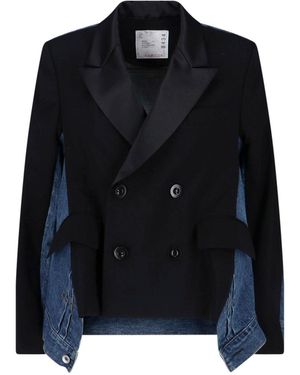 Sacai Wool And Denim Jacket - Black