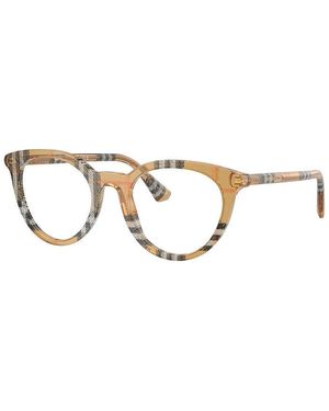 Burberry Eyeglasses Square Full Rim, Check Sand Frame And Clear Demo Lenses Lens Be24294163 - Metallic