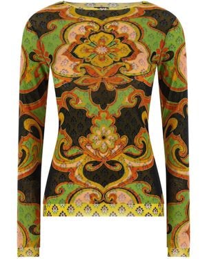 Etro Ornamental Baroque Mesh Blouse - Yellow