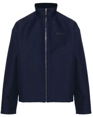 Gucci Wool Long Sleeve Bomber Jacket - Blue