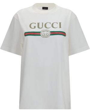 Gucci Cotton And Silk Jersey T-Shirt Cotton; T-Shirts - Grey