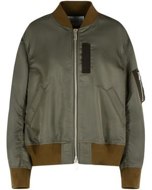 Sacai Taupe Nylon Bomber Jacket - Green