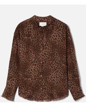 MC2 Saint Barth Cristal Linen Shirt With Leopard Print - Brown