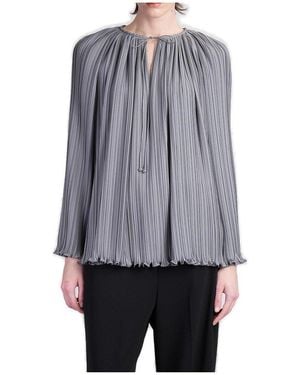 Lanvin V-Neck Pleated Blouse - Blue
