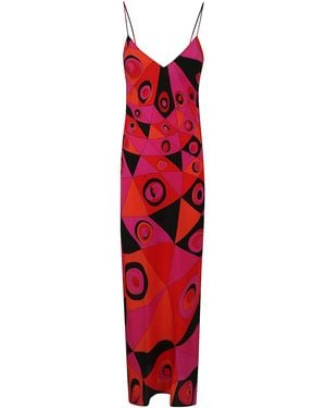 PUCCI Long Dress Seta Abito - Red
