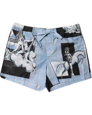 Dolce & Gabbana Statue Print Cotton Shorts - Blue