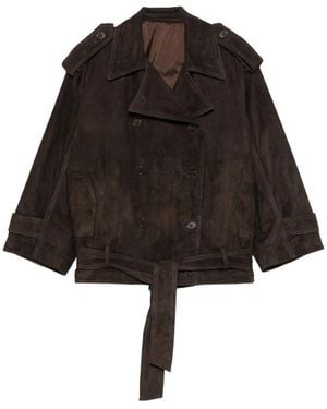 Salvatore Santoro Double-Breasted Suede Jacket - Black