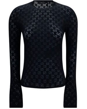Gucci Gg Cotton Dévoré T-Shirt - Blue
