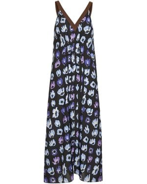 Prada Viscose Printed Midi Dress - Blue