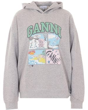 Ganni Bear Comic Hoodie - Grey