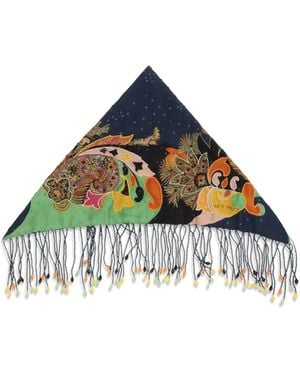 Etro Scarf Pure Silk With Fringes And Beaded - Multicolor