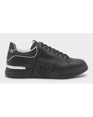 Philipp Plein Leather Hexagone Sneakers - Black