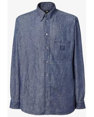 Fendi Fendi Denim Button-Down Shirt - Blue