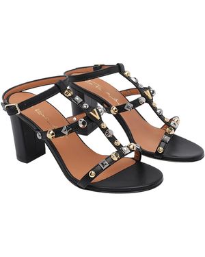 Via Roma 15 Sandals Calf Leather/Leather Sole - Black